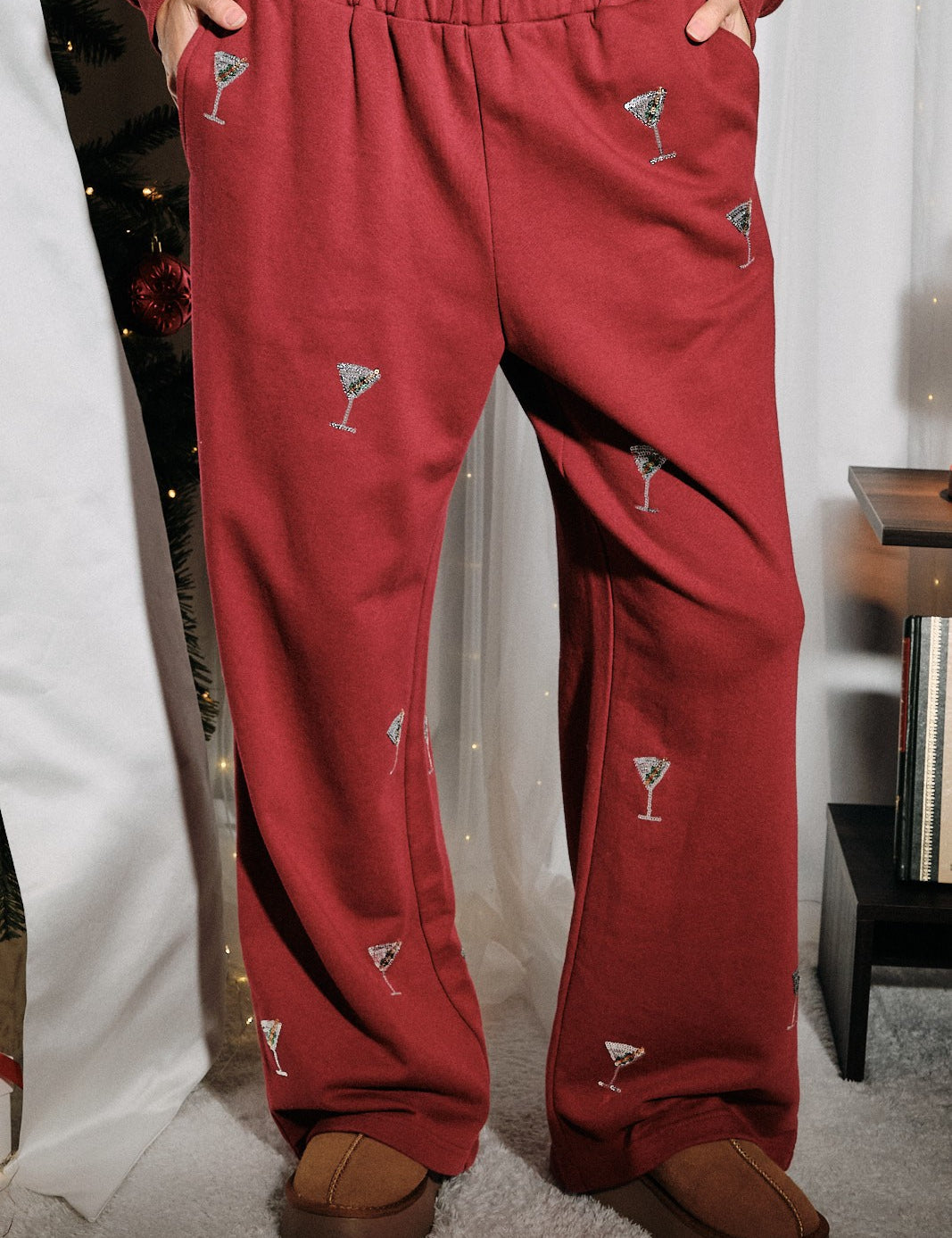 Last Call Martini Lounge Pants in Burgundy - product photo 2