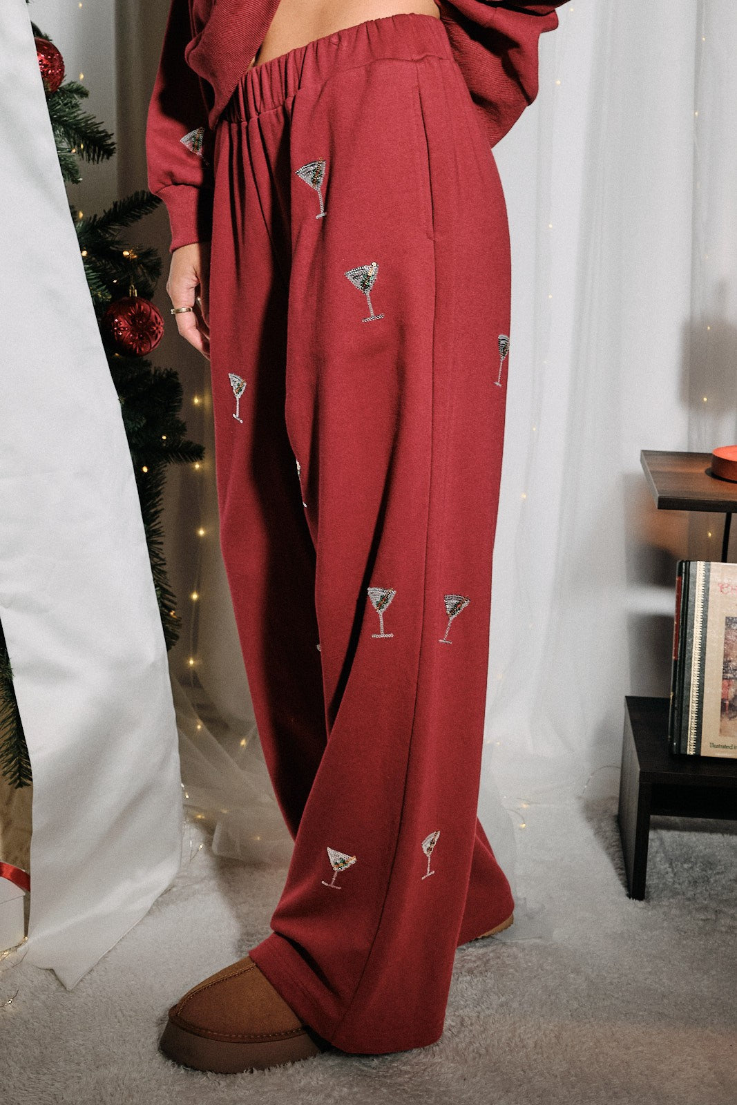 Last Call Martini Lounge Pants in Burgundy - product photo 3