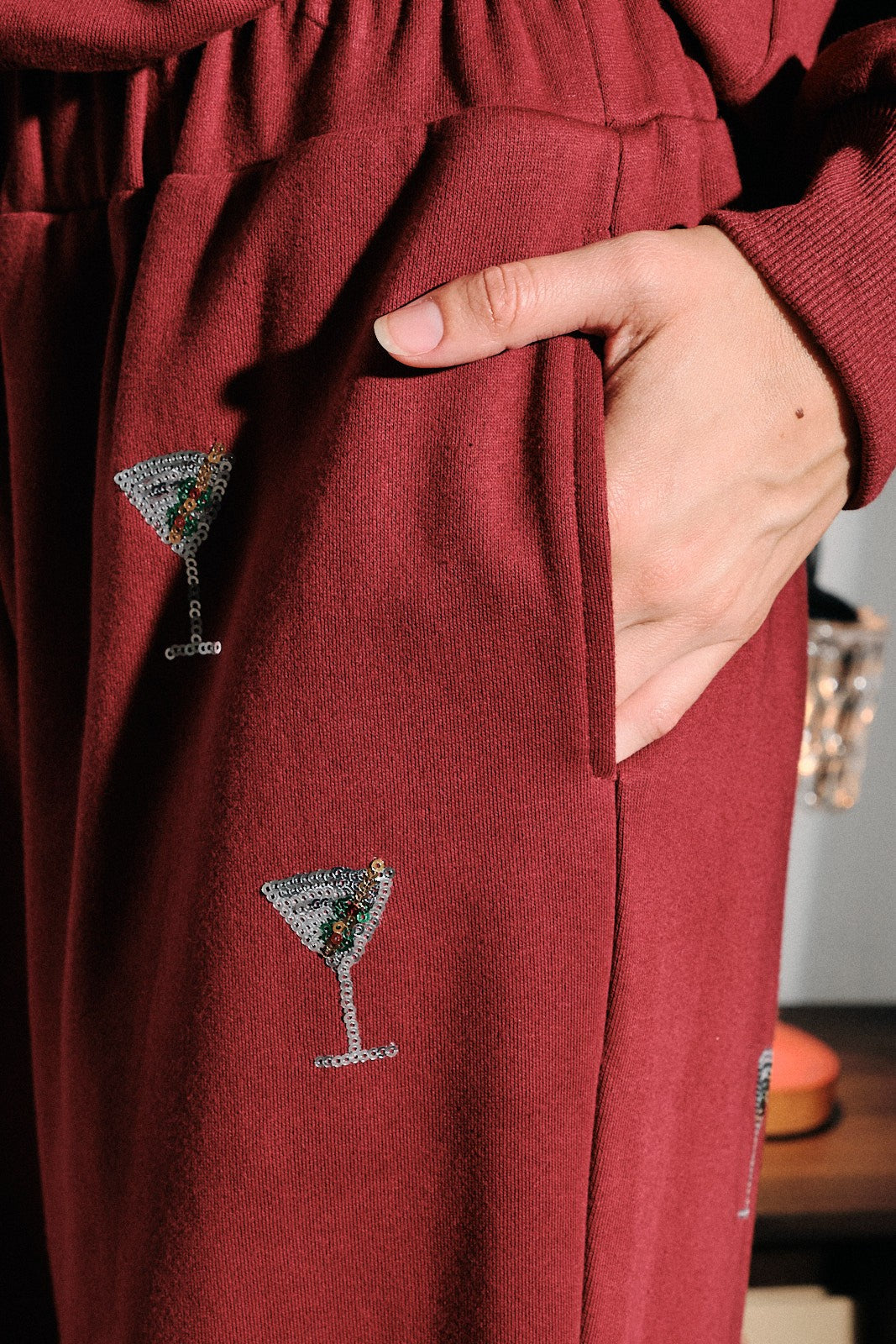 Last Call Martini Lounge Pants in Burgundy - product photo 5