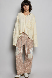 Late Checkout Mixed Texture V-Neck Top - Westly