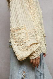 Late Checkout Mixed Texture V-Neck Top - Westly