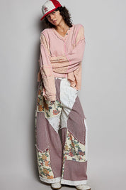 Late Checkout Mixed Texture V-Neck Top - Westly