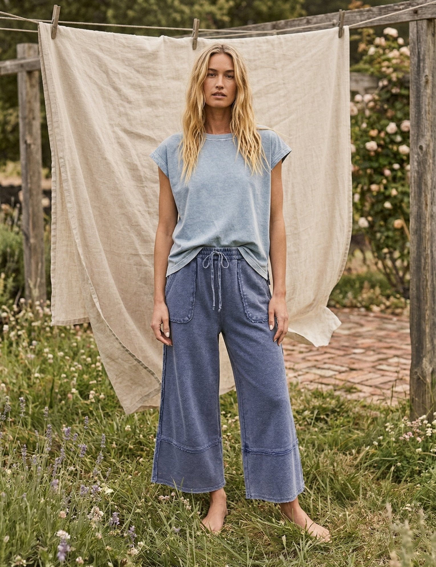 Laurel Mineral Washed Palazzo Pants - Westly