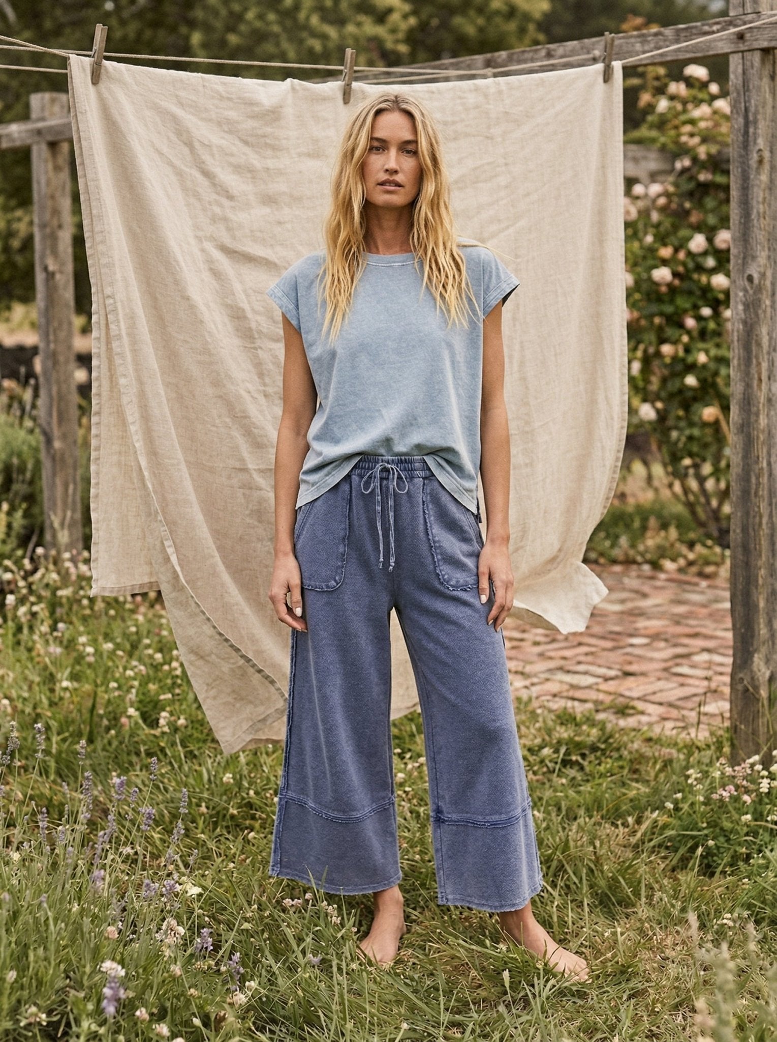 Laurel Mineral Washed Palazzo Pants - Westly