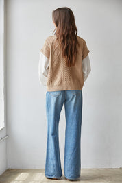 Layered Perspective Cable Knit Top in Brown White - product photo 3