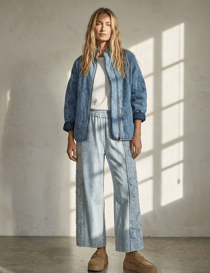 Layla Woven Denim Cotton Medium Washed Jacket - Westly