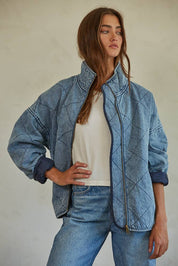 Layla Woven Denim Cotton Medium Washed Jacket - Westly