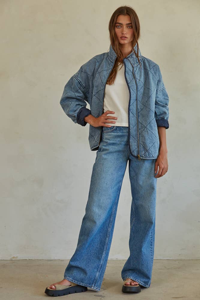 Layla Woven Denim Cotton Medium Washed Jacket - Westly