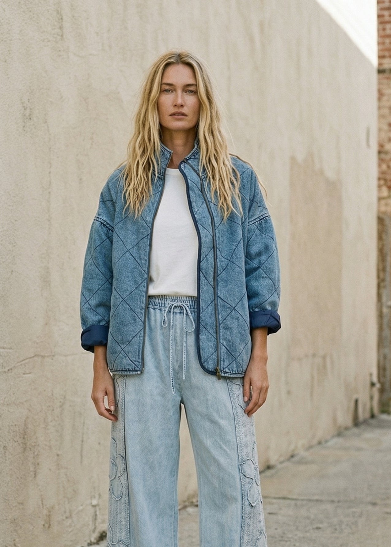 Layla Woven Denim Cotton Medium Washed Jacket - Westly