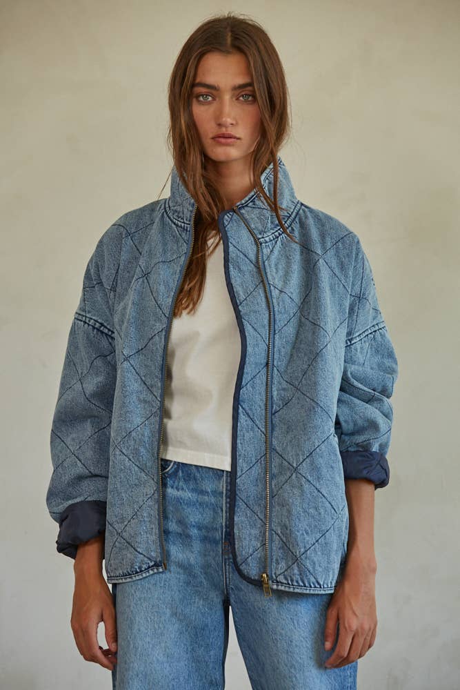 Layla Woven Denim Cotton Medium Washed Jacket - Westly