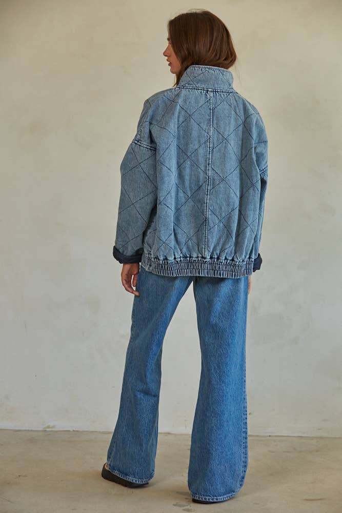 Layla Woven Denim Cotton Medium Washed Jacket - Westly