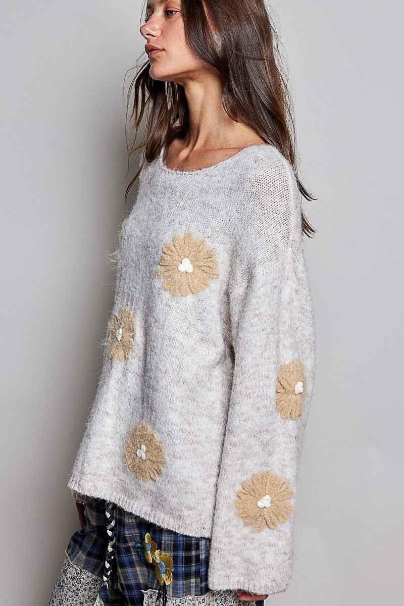 Lazy Daisy Floral Embroidered Sweater - Westly