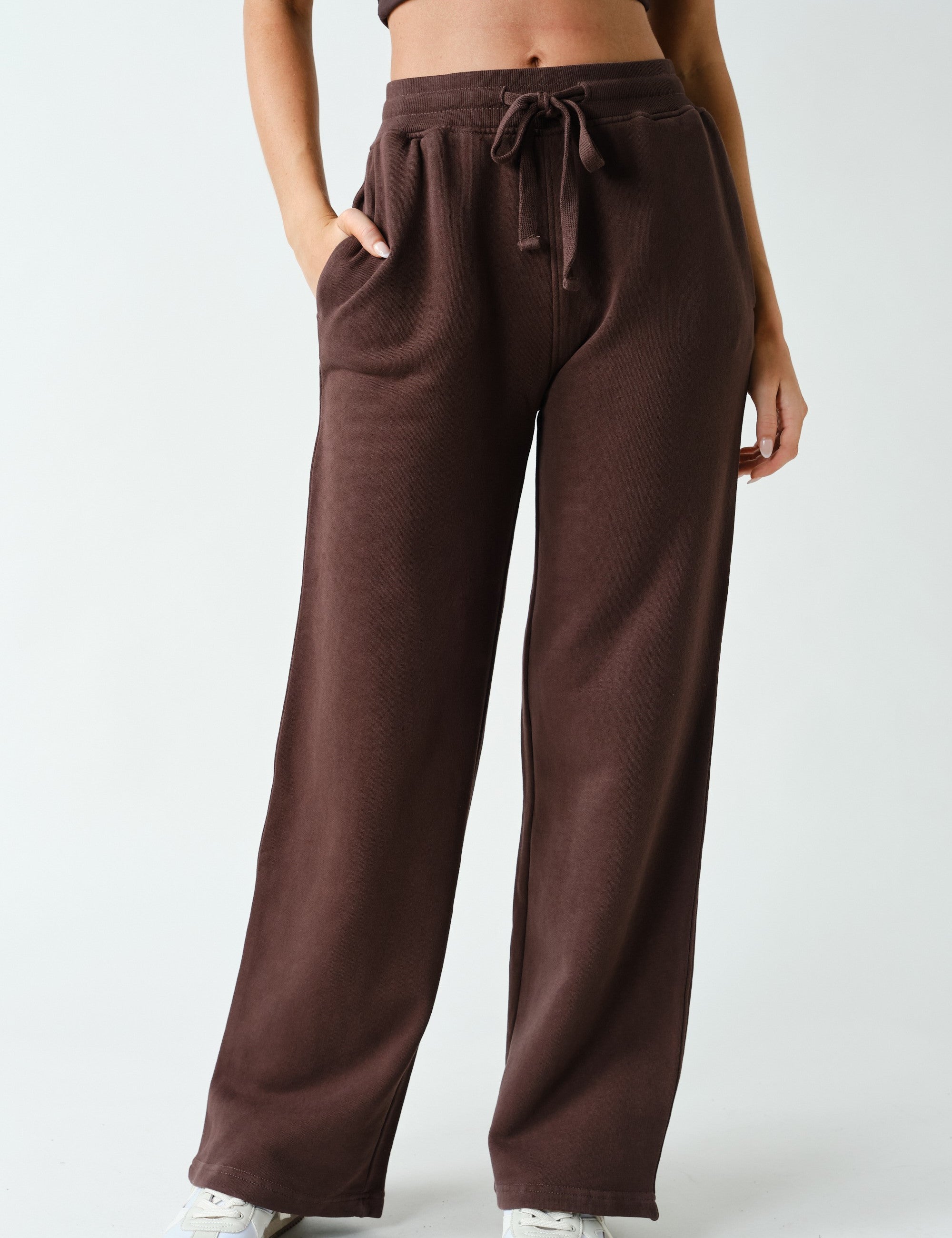 Lazy River Washed Wide Leg Sweatpants in Coffee Bean, photo 1