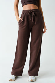 Lazy River Washed Wide Leg Sweatpants in Coffee Bean, photo 1