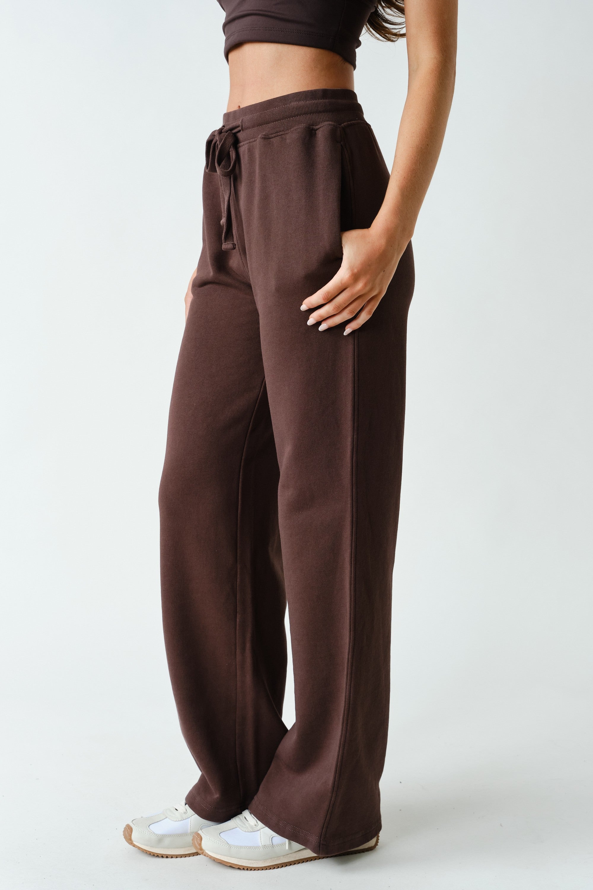 Lazy River Washed Wide Leg Sweatpants in Coffee Bean, photo 2