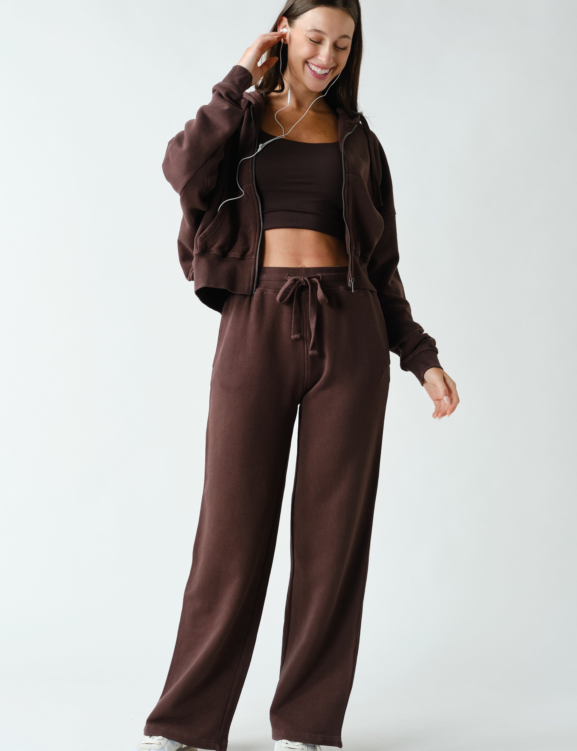 Lazy River Washed Wide Leg Sweatpants in Coffee Bean, photo 5
