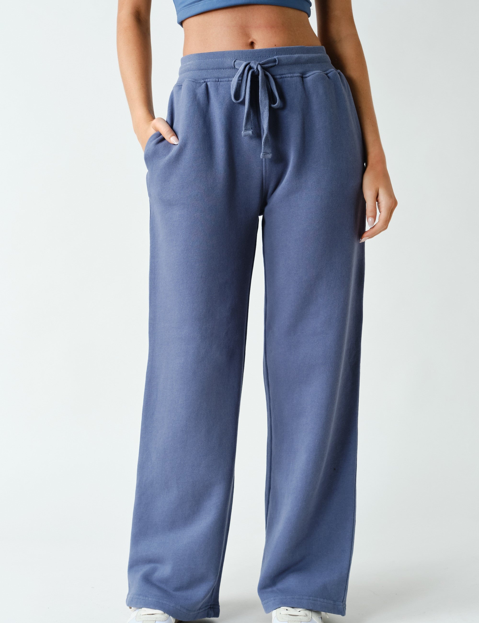 Lazy River Washed Wide Leg Sweatpants in Ocean, photo 1