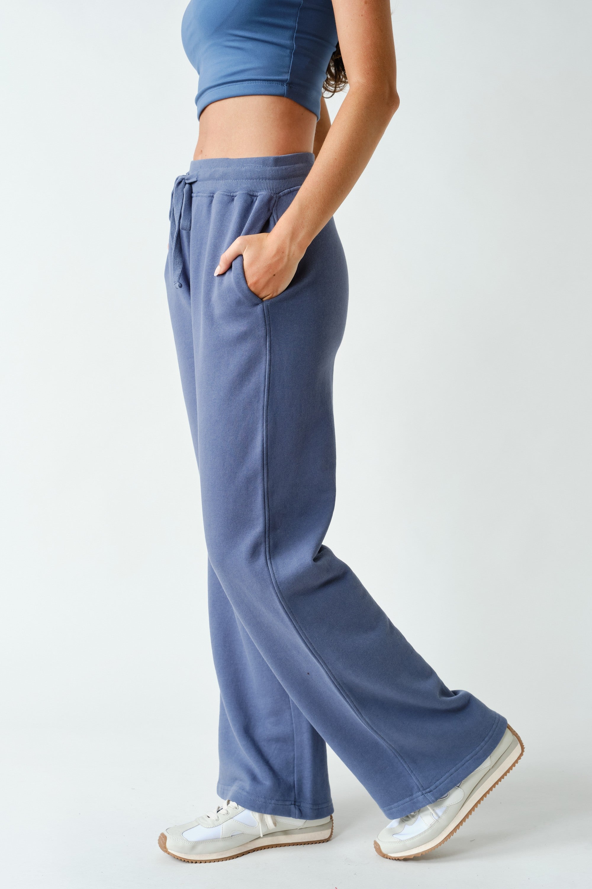Lazy River Washed Wide Leg Sweatpants in Ocean, photo 2
