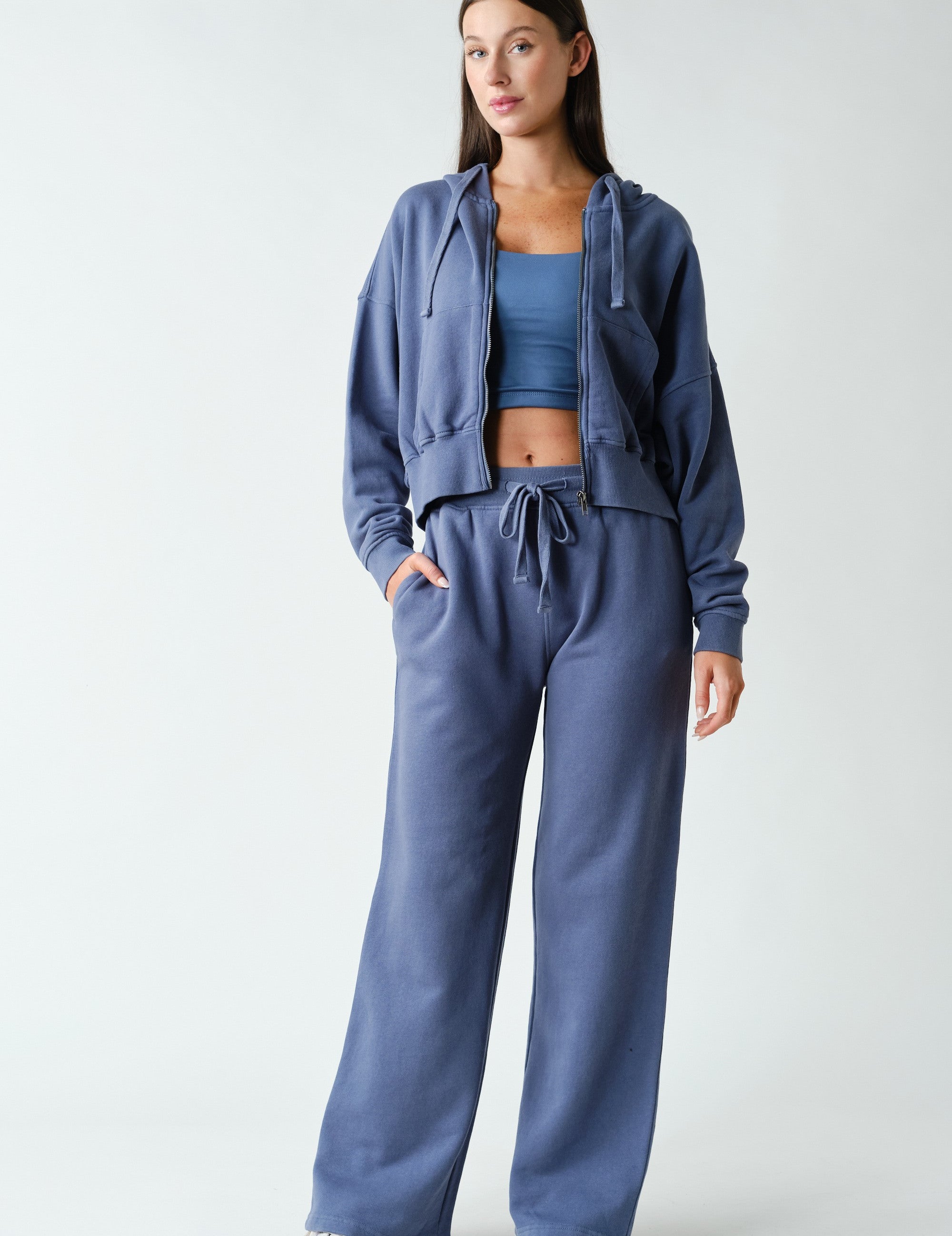 Lazy River Washed Wide Leg Sweatpants in Ocean, photo 5