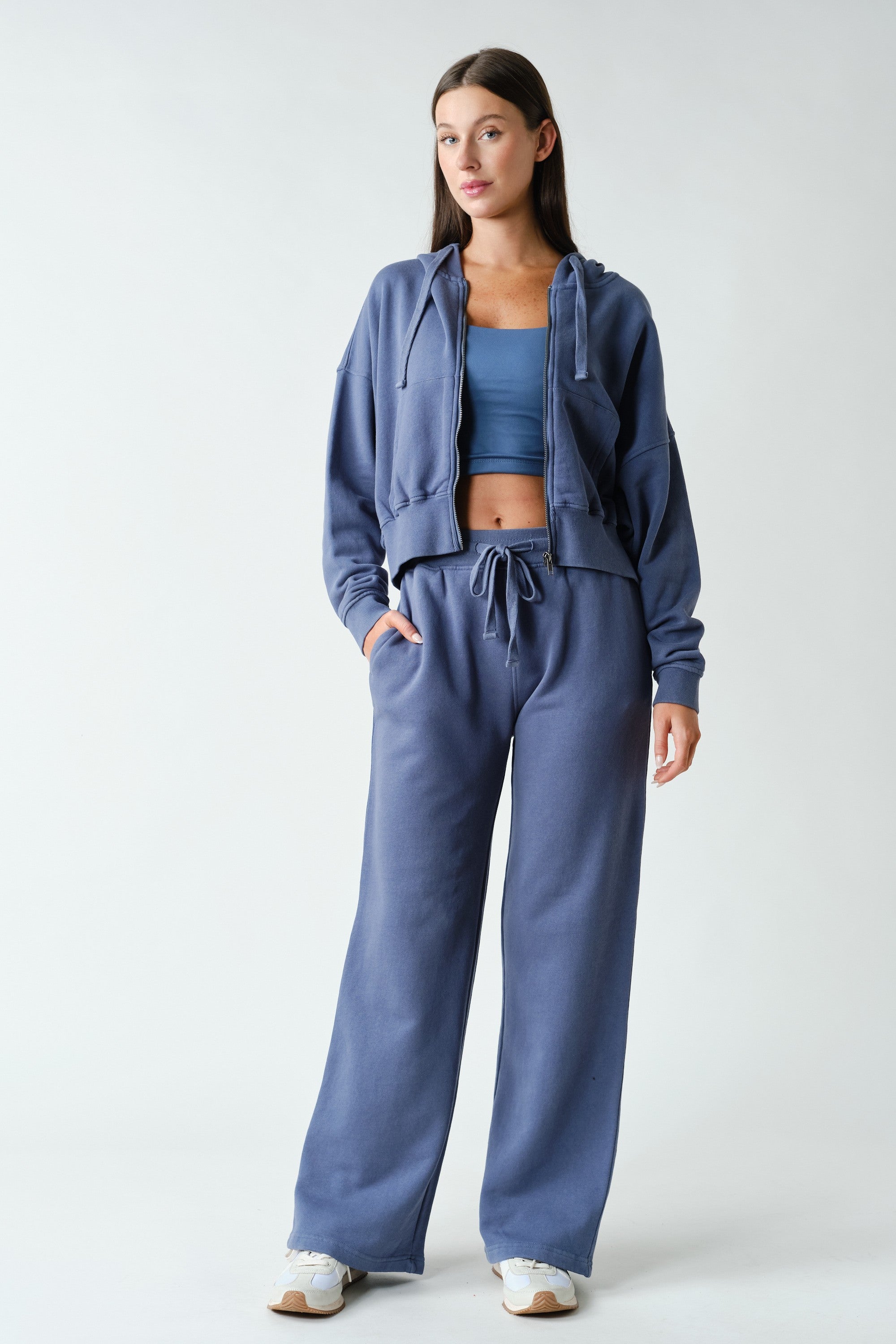 Lazy River Washed Wide Leg Sweatpants in Ocean, photo 5