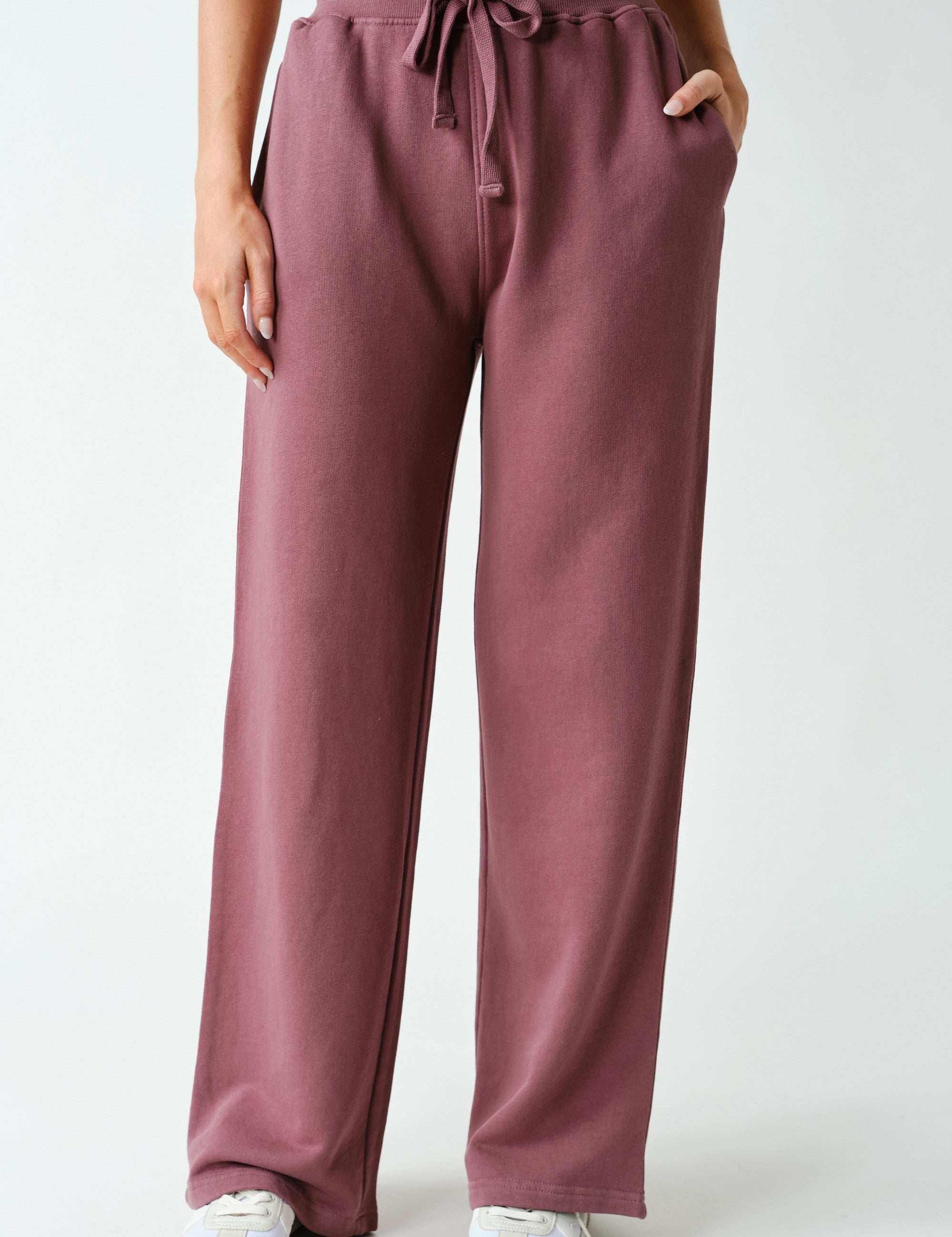 Lazy River Washed Wide Leg Sweatpants in Rosewood, photo 1