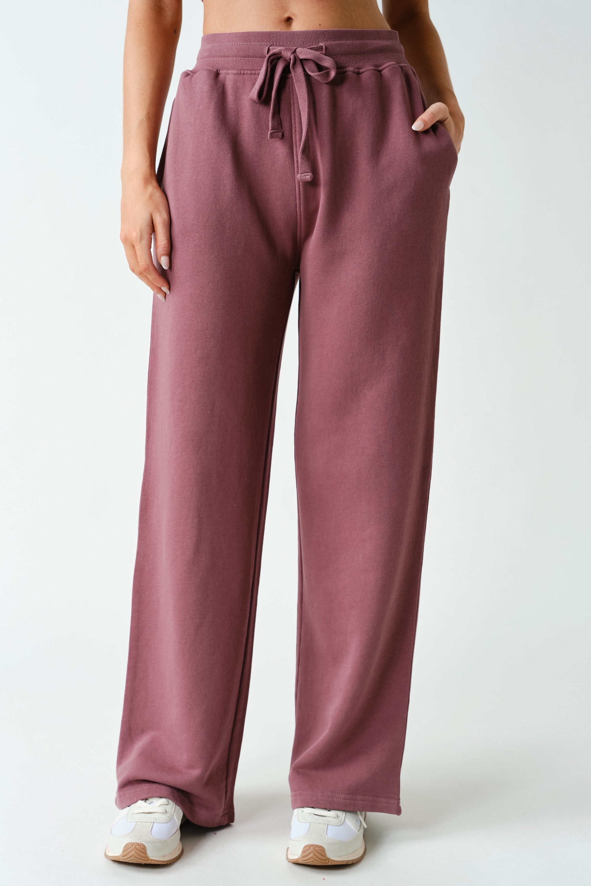 Lazy River Washed Wide Leg Sweatpants in Rosewood, photo 1