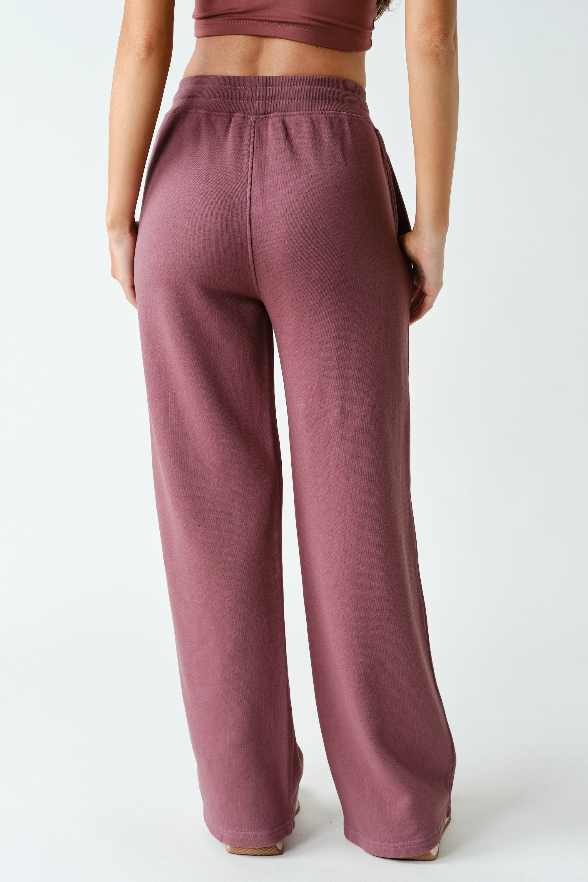 Lazy River Washed Wide Leg Sweatpants in Rosewood, photo 3