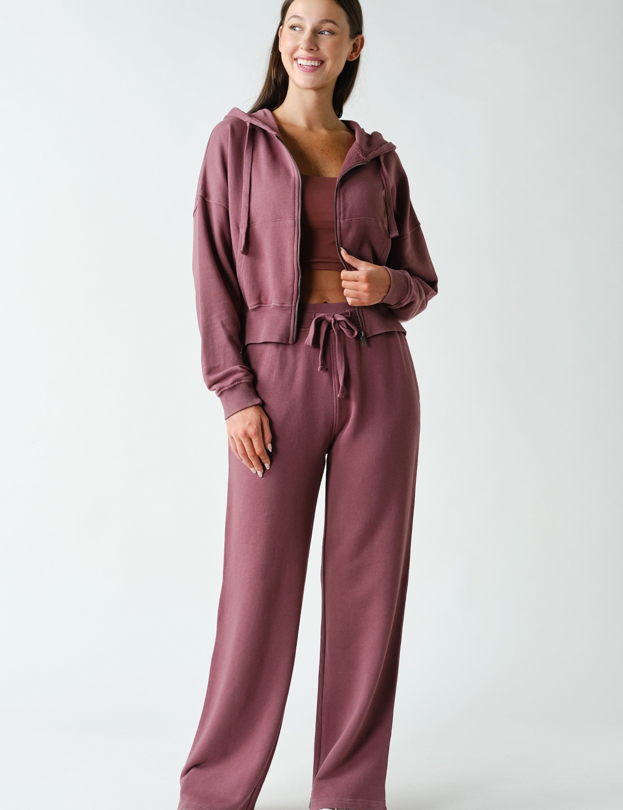Lazy River Washed Wide Leg Sweatpants in Rosewood, photo 5