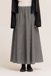 Ledgerline Plaid Panel Midi Skirt in Black, photo 4