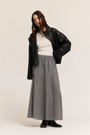 Ledgerline Plaid Panel Midi Skirt in Black, photo 5