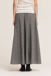 Ledgerline Plaid Panel Midi Skirt in Black, photo 6