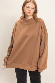 Leeway Washed Mock Neck Sweatshirt - Westly