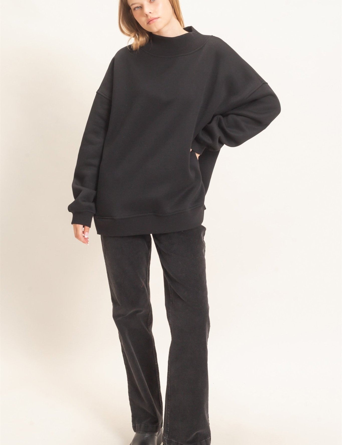 Leeway Washed Mock Neck Sweatshirt - Westly