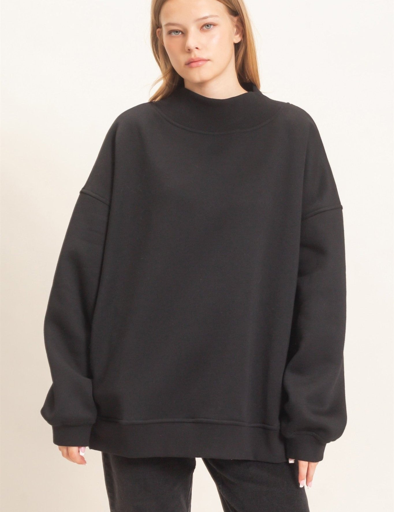 Leeway Washed Mock Neck Sweatshirt - Westly