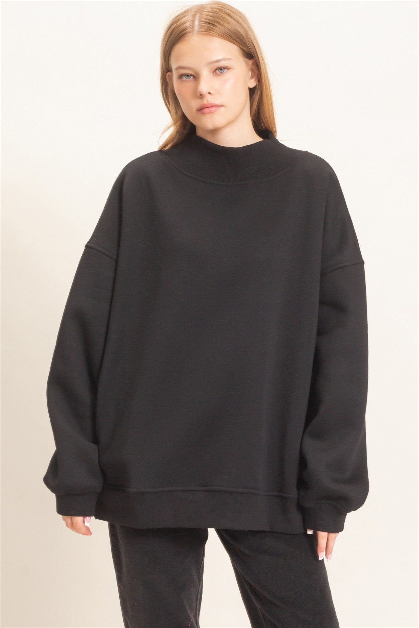 Leeway Washed Mock Neck Sweatshirt - Westly