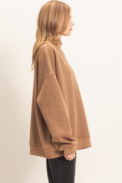 Leeway Washed Mock Neck Sweatshirt - Westly