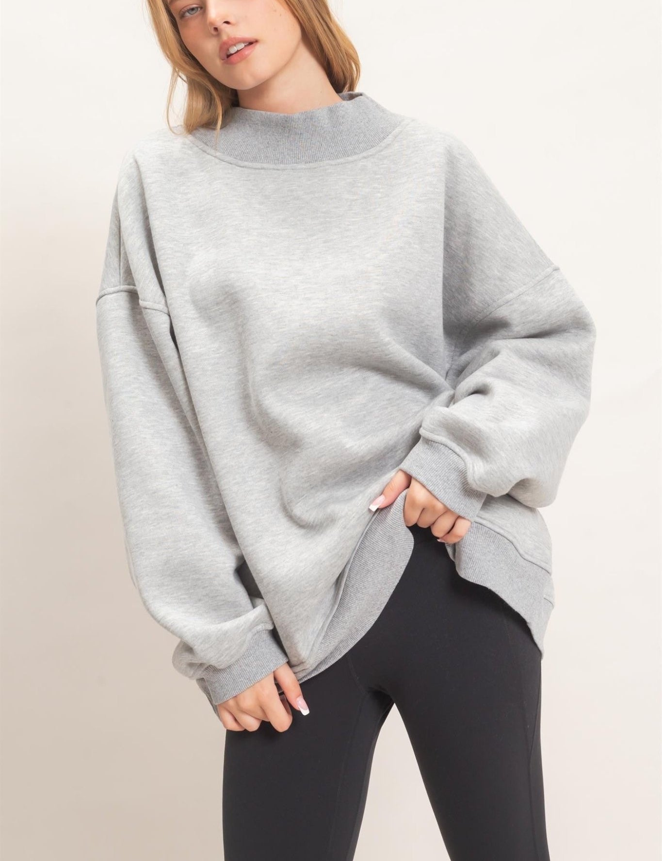 Leeway Washed Mock Neck Sweatshirt - Westly