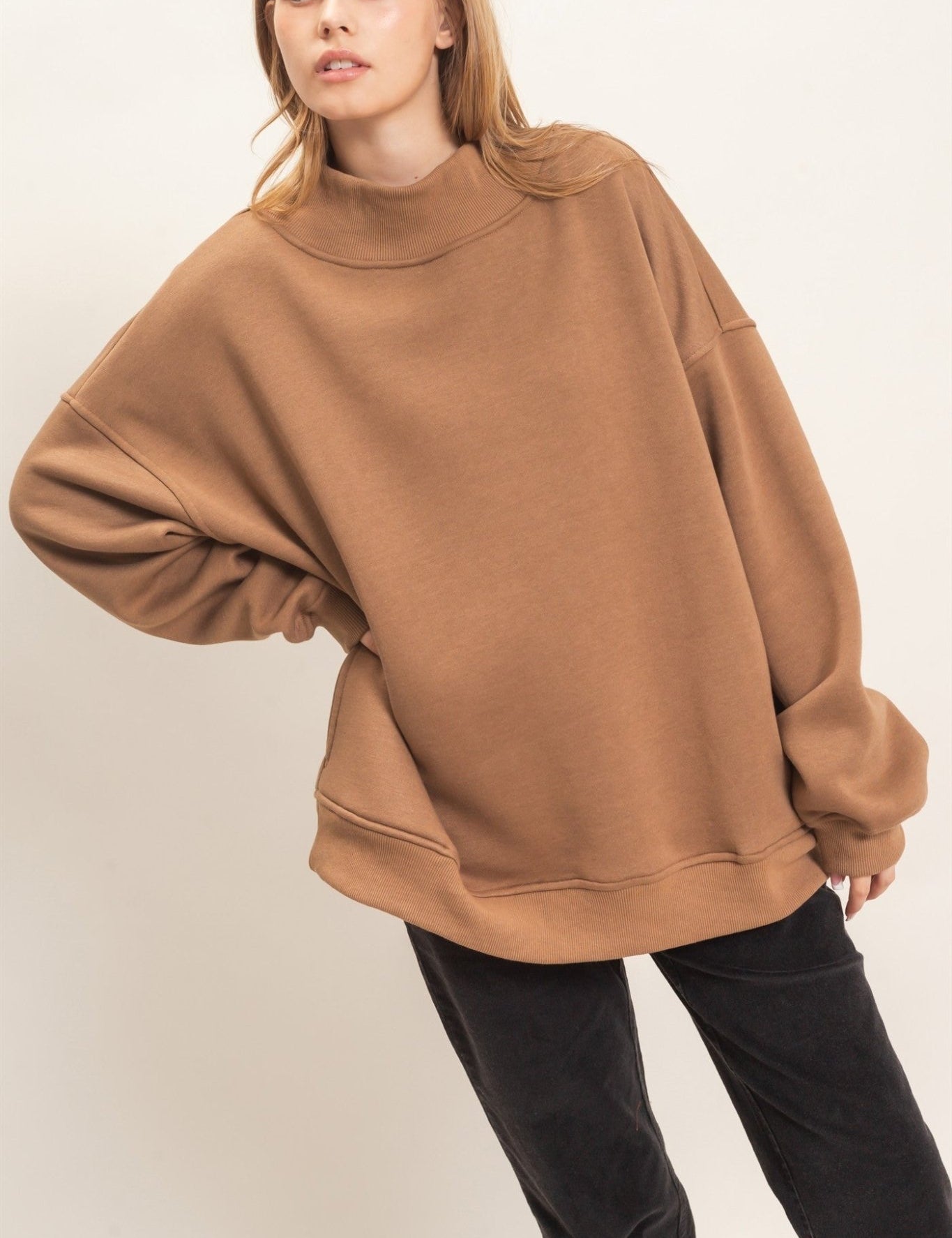 Leeway Washed Mock Neck Sweatshirt - Westly