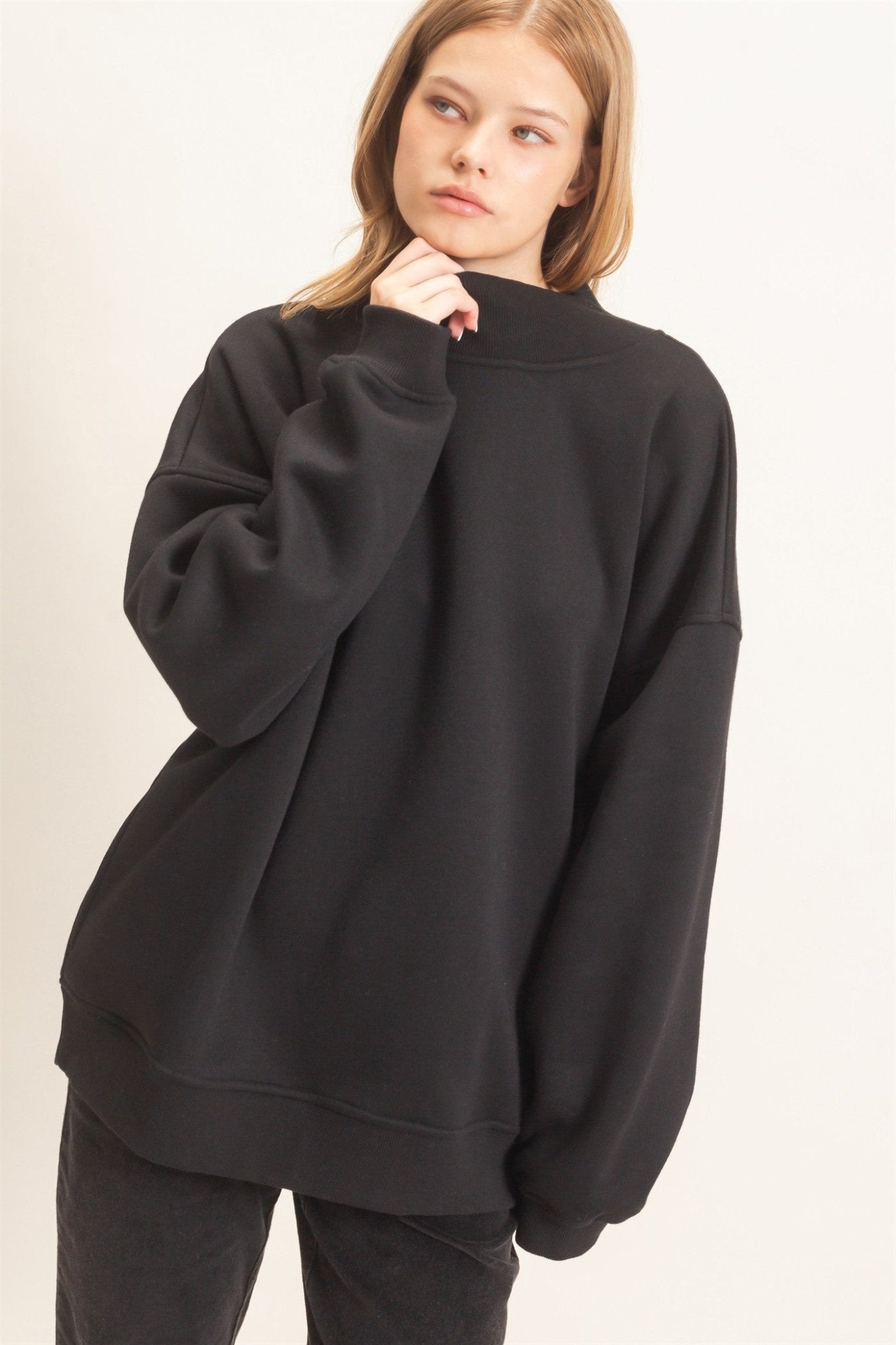 Leeway Washed Mock Neck Sweatshirt - Westly