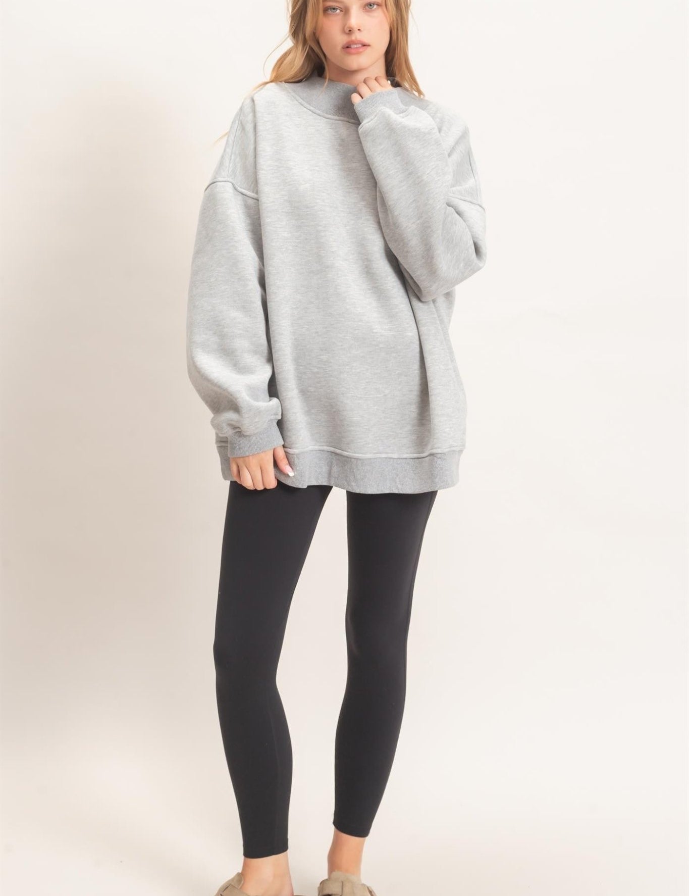 Leeway Washed Mock Neck Sweatshirt - Westly