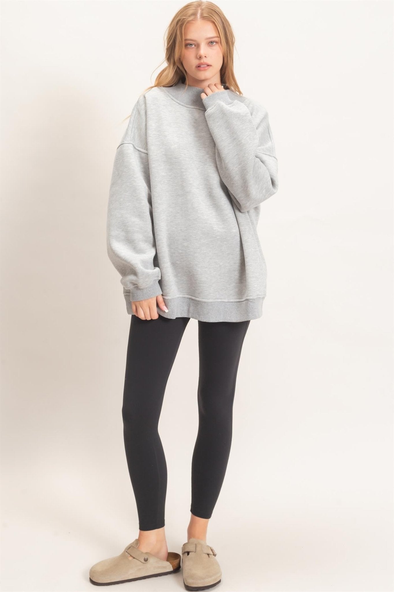 Leeway Washed Mock Neck Sweatshirt - Westly