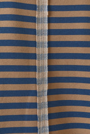 Leisureline Mock Neck Sweatshirt - Tan Blue Stripe