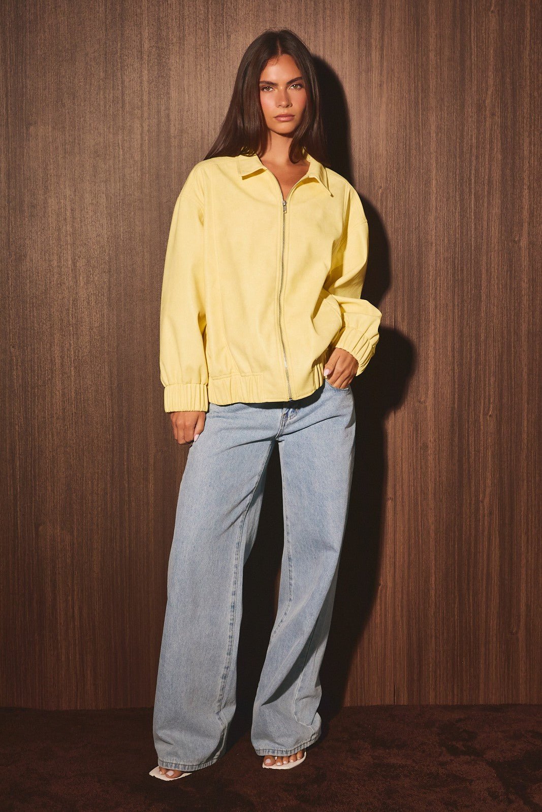 Lemonade Stand Oversized Faux Leather Jacket - Westly