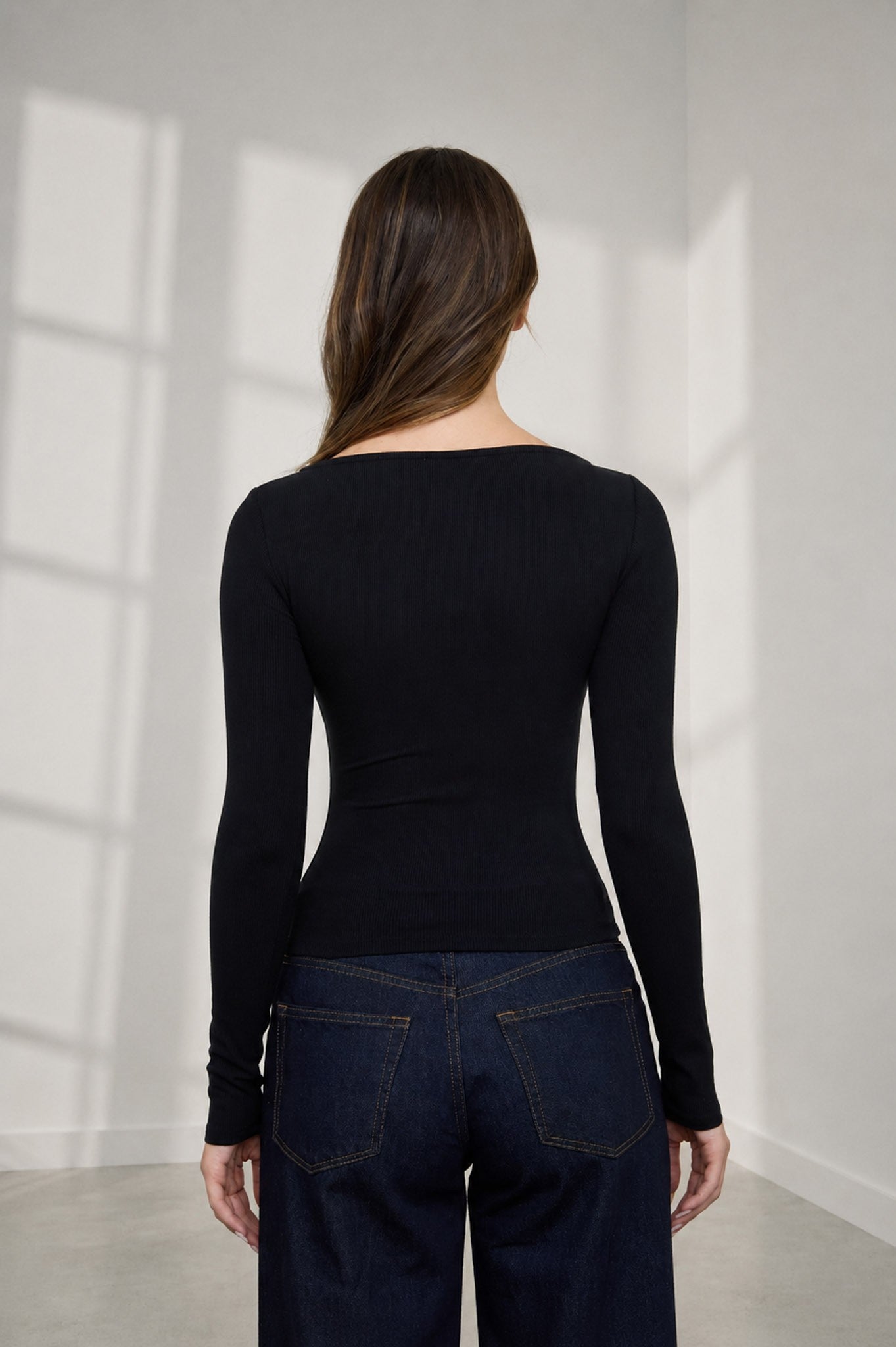 Lena Ribbed Boatneck Cardigan - Black