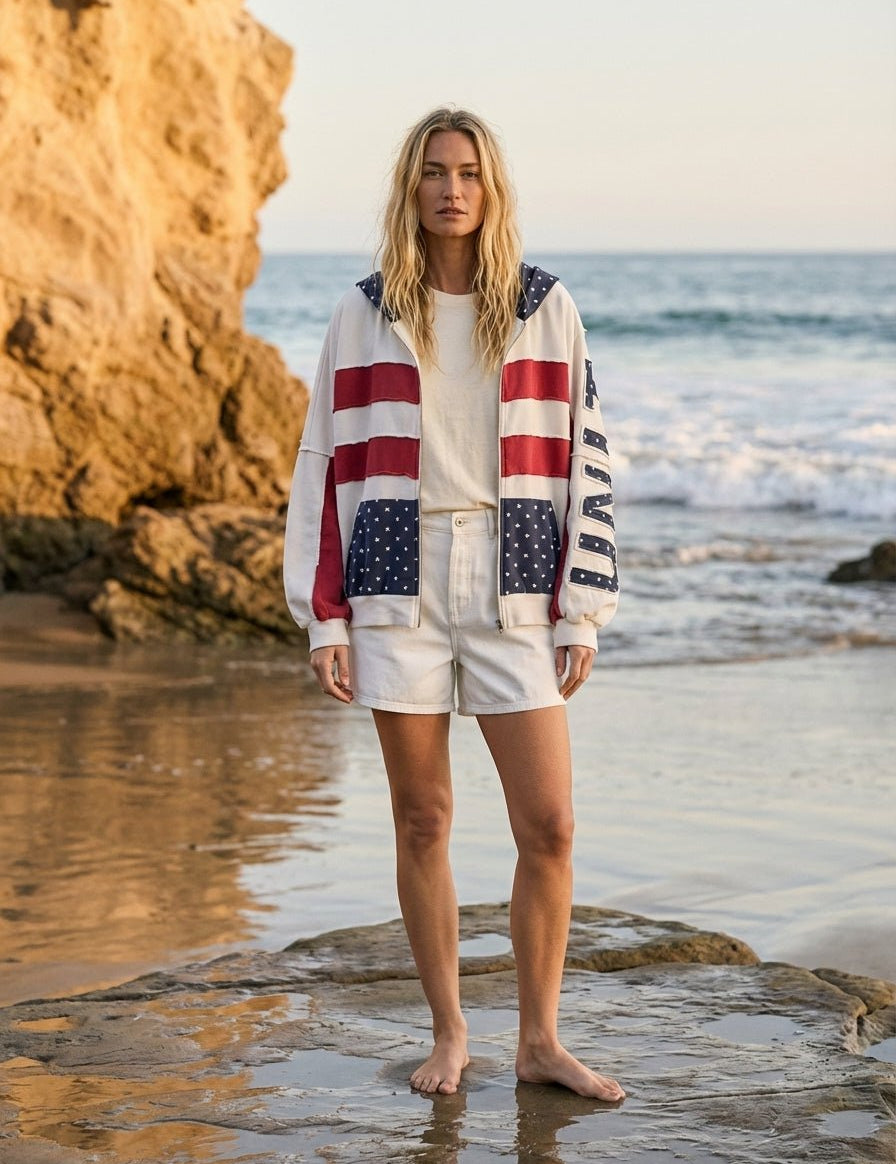 Libby Patch Work Oversized Zip - Up Hoodie - Westly