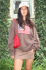 Liberty Petals Floral Flag Sweater in Cocoa - product photo 2