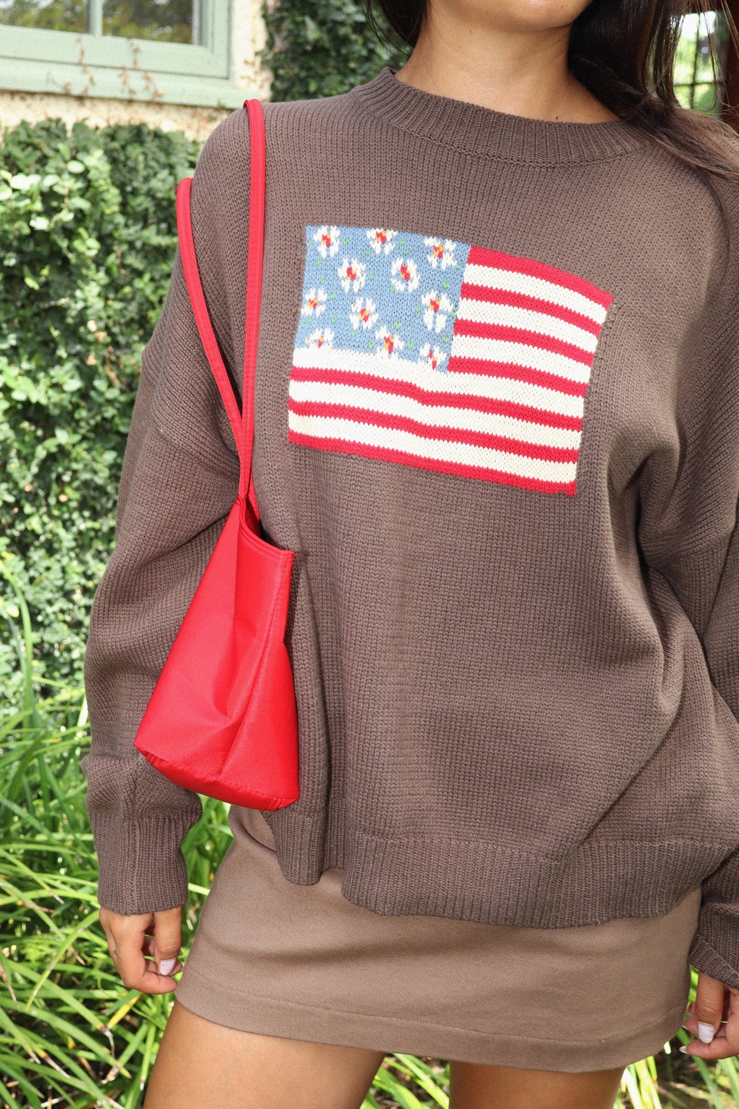 Liberty Petals Floral Flag Sweater in Cocoa - product photo 4