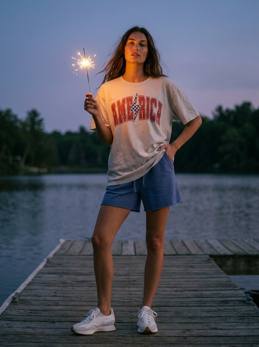 Lighting Bolt America Oversized Graphic Tee - Westly