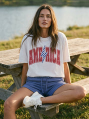 Lighting Bolt America Oversized Graphic Tee - Westly