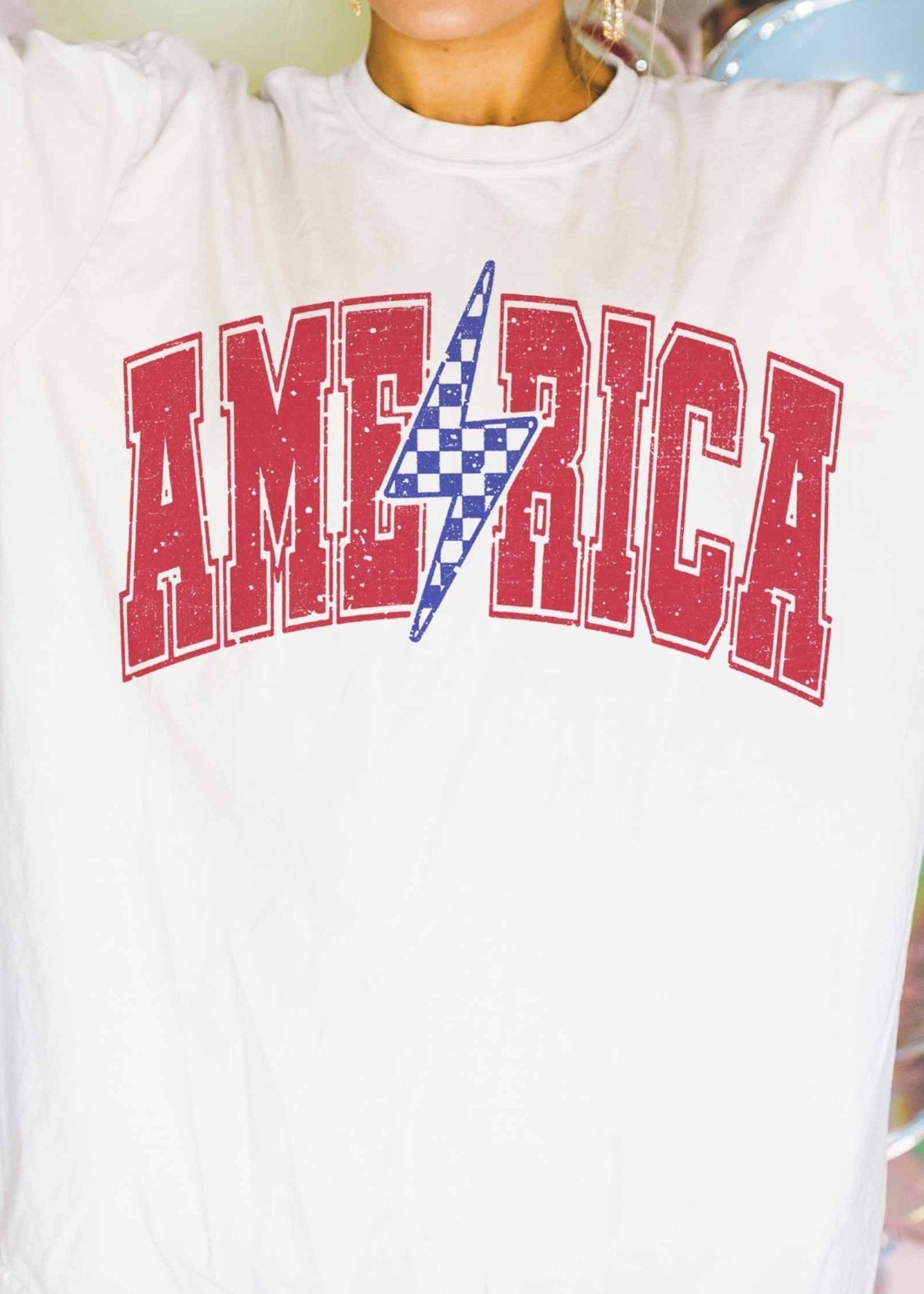 Lighting Bolt America Oversized Graphic Tee - Westly